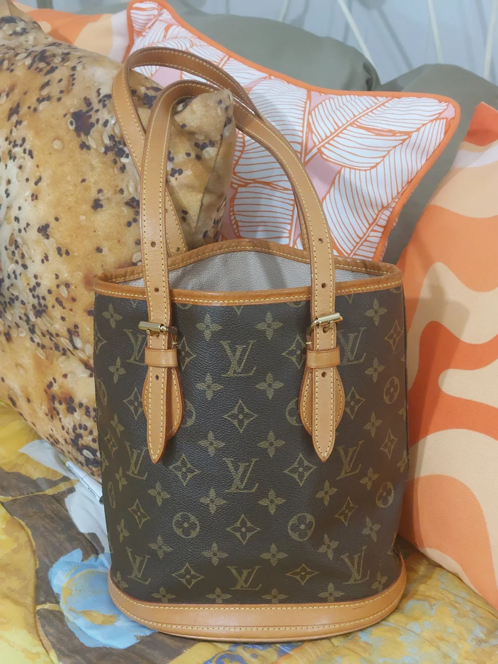 Louis Vuitton Monogram Canvas Bucket Tote with Vachetta Trim
